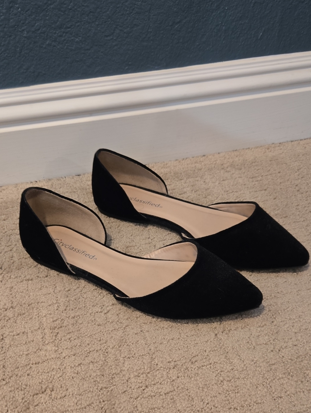Cityclassified Black Pointed D'Orsay Flats
